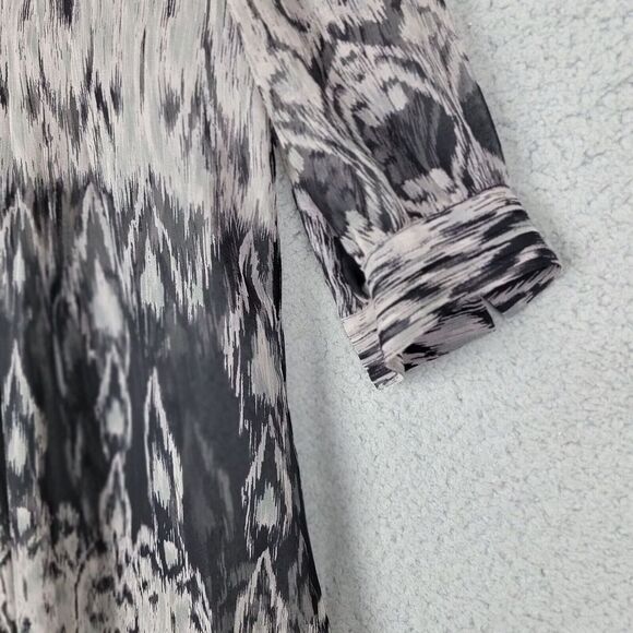 Joie Sheer Cover up Blouse Womens Medium Silk Flowy Black White Button Up Boho - Picture 5 of 14